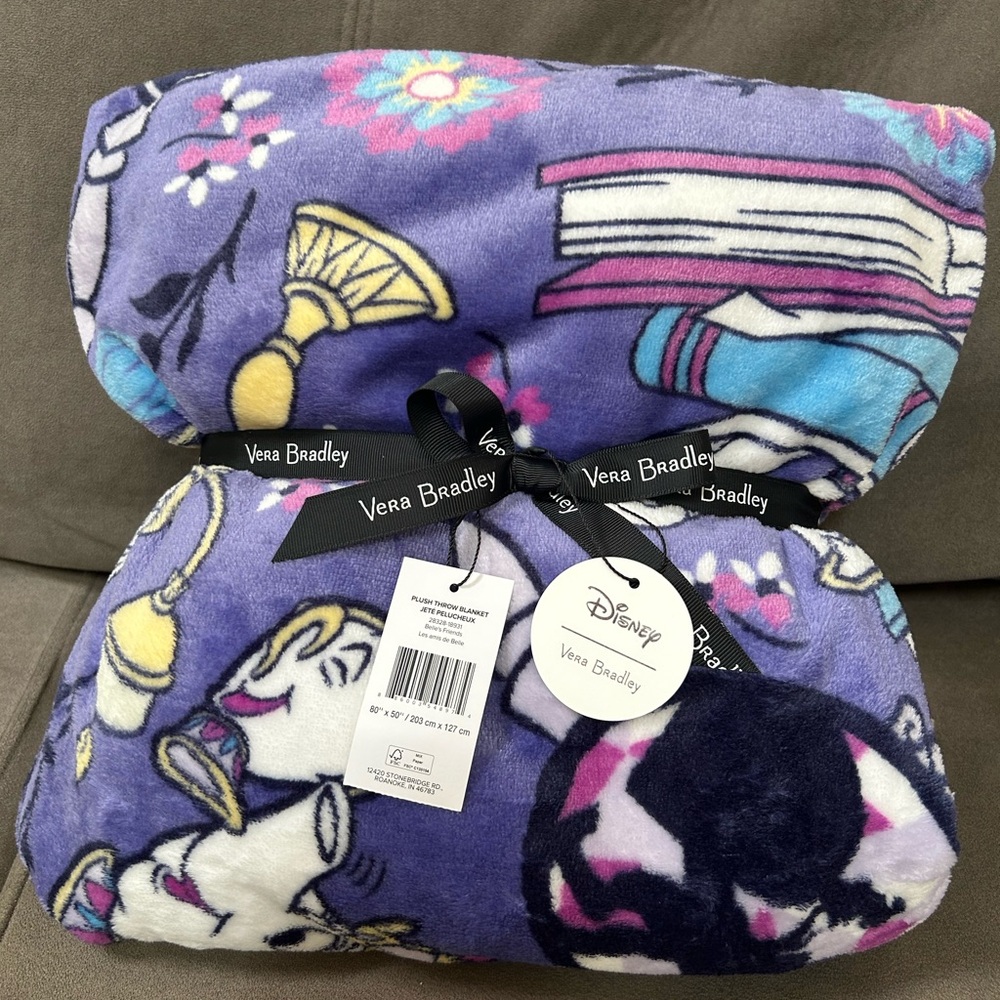 Vera Bradley Disney Purple and Blue Throw Blanket Belle’s friends
